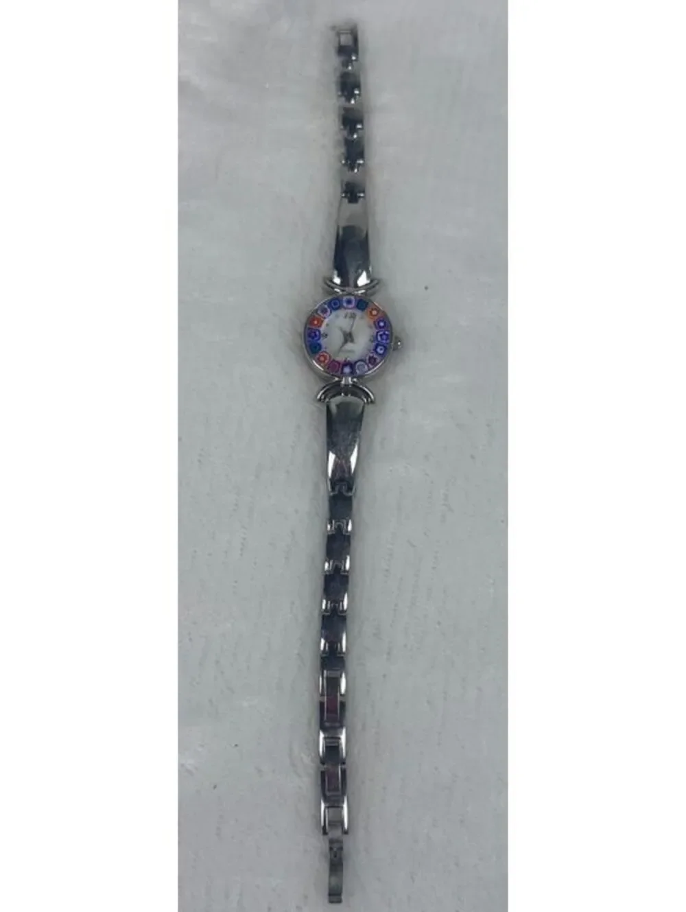 Women's Murano Glass Style Watch Quartz Millefiori Silver Tone Avon Works